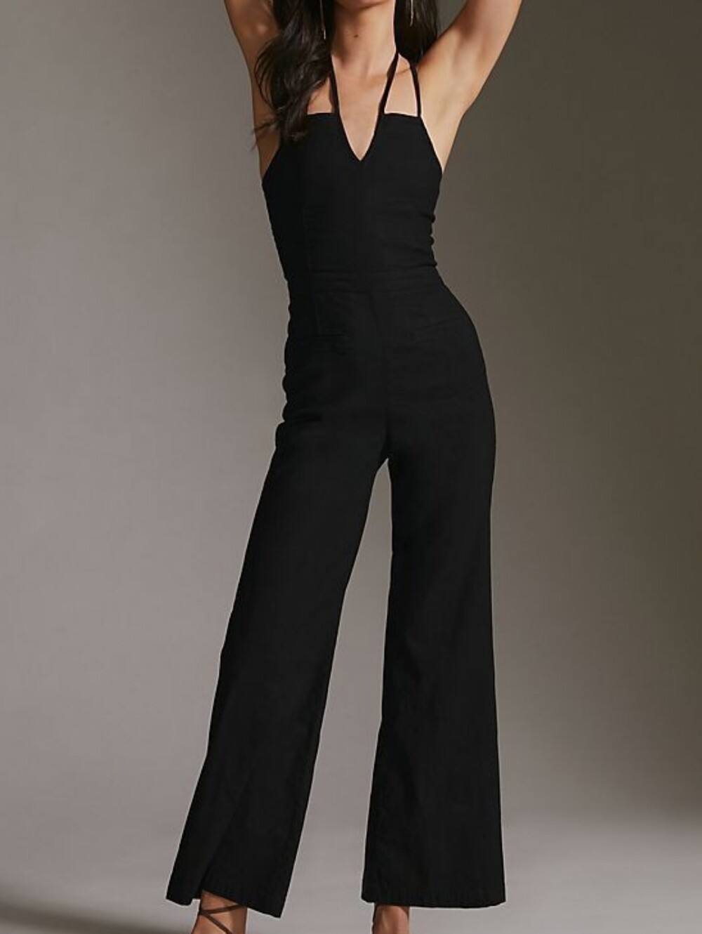 Anthropologie Maeve Colette Lace Up Strappy Jumpsuit Size 4 Black